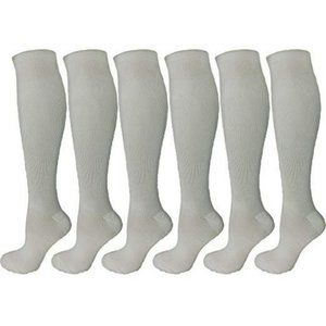 6 Pair White Large/X-Large Ladies Compression Sock